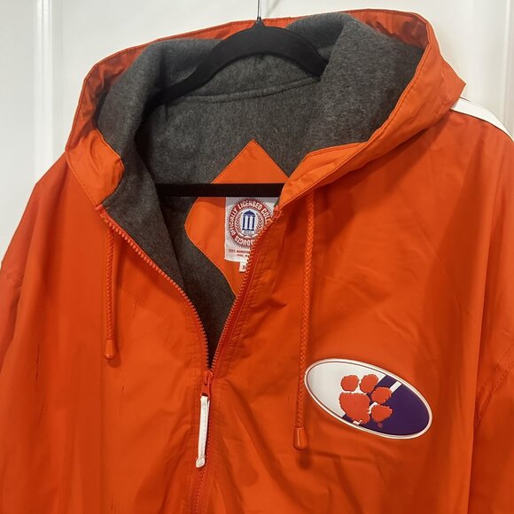 Clemson Men’s Jacket Hooded Fleece-Lined Wind Rain Coat Vinyl Tigers Orange XL - Picture 9 of 16